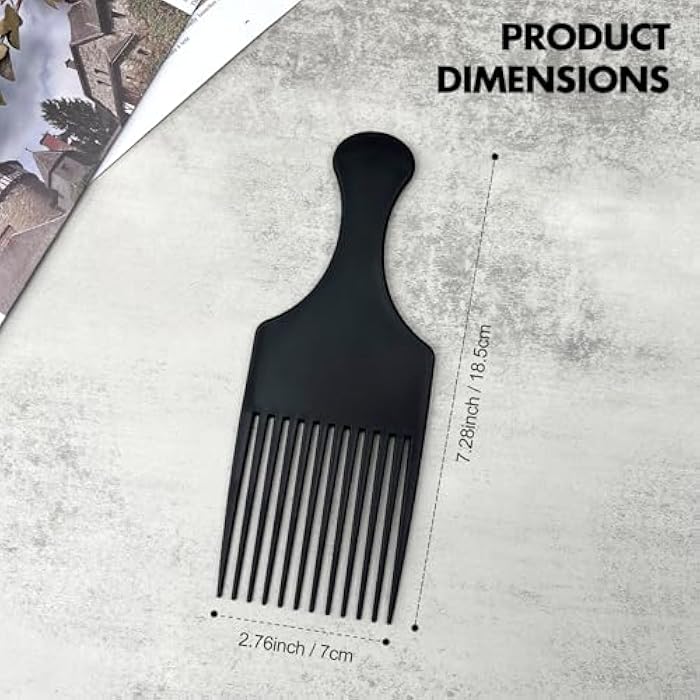 Zoolinn 3PCS Afro Hair Pick Comb - Black, Durable Wide Tooth for Detangling and Styling, for Men & Women - Image 4